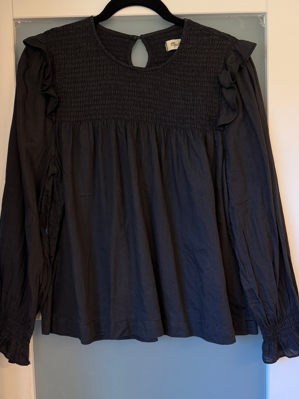 Madewell Black Smocked Top